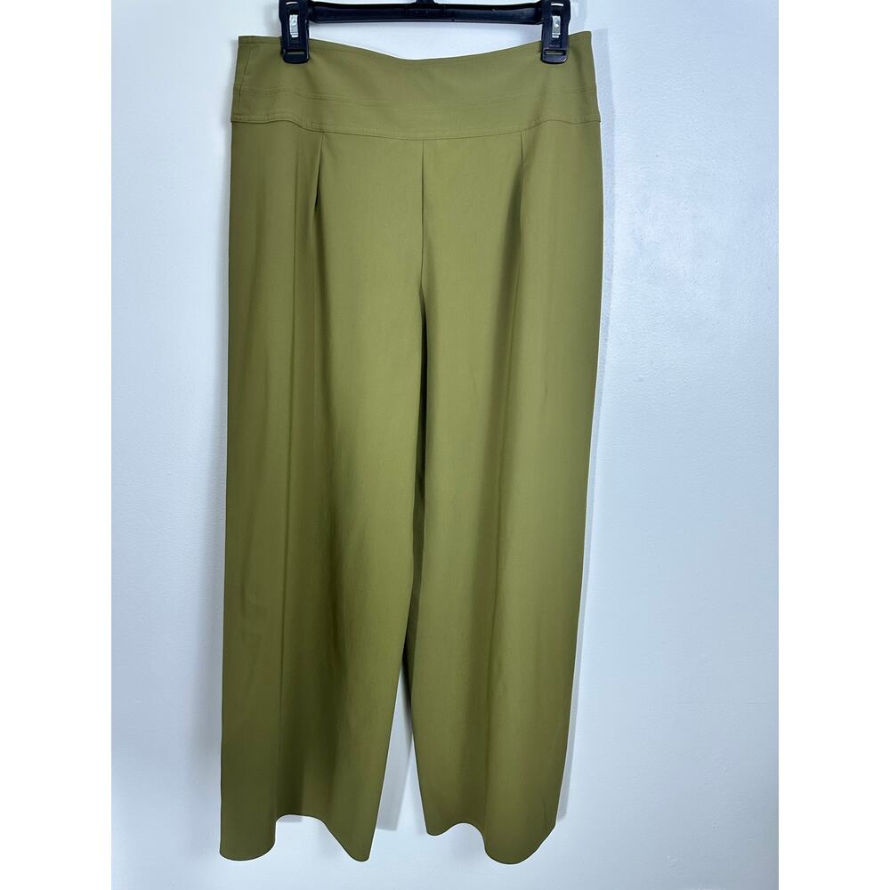 Athleta Cosmic Wide Leg Pant 10P Acacia Olive Green High Rise Travel Slacks EUC - Picture 7 of 11